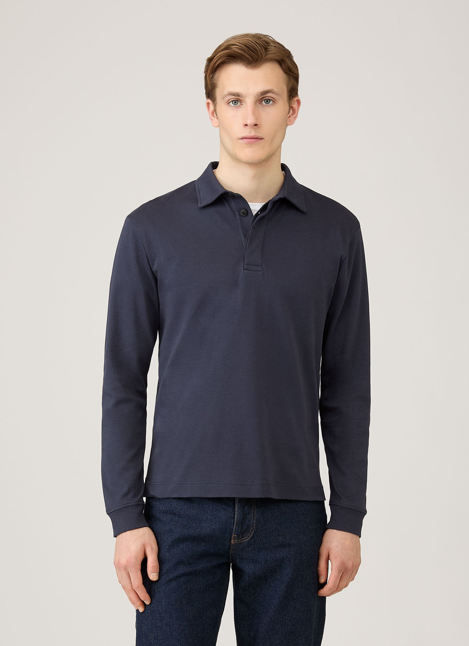 Men's Heavyweight Rugby Polo Shirt in Navy