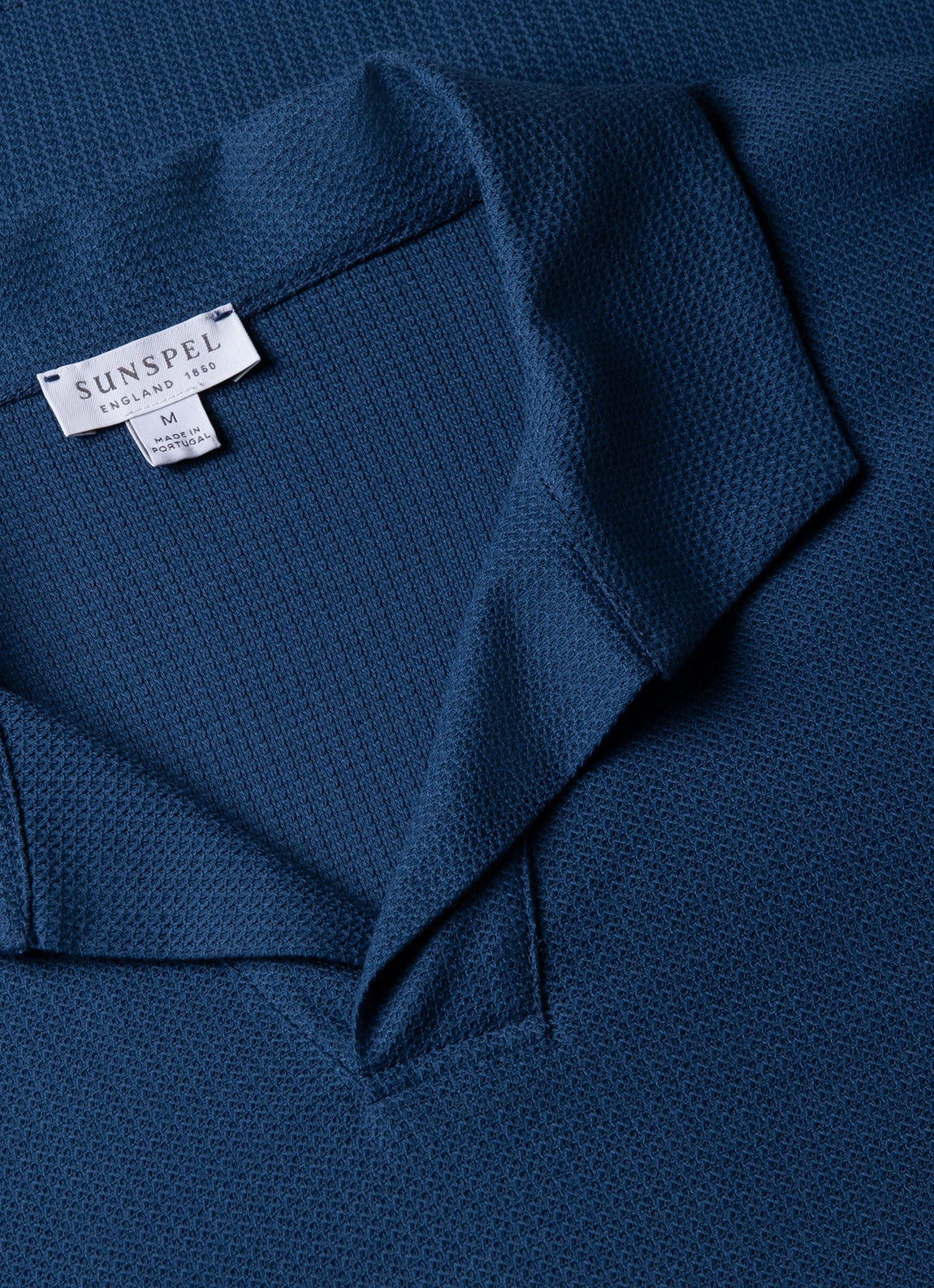 Men's Textured Jersey Polo Shirt in Soft Denim