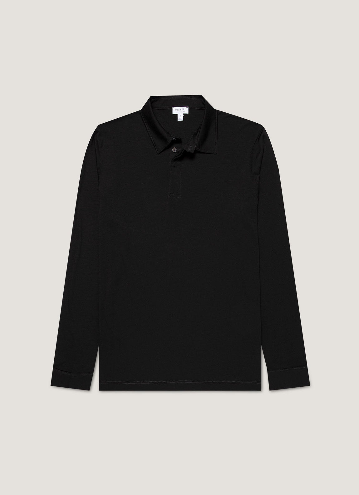 Men's Long Sleeve Ultra-Fine Merino Polo Shirt in Black