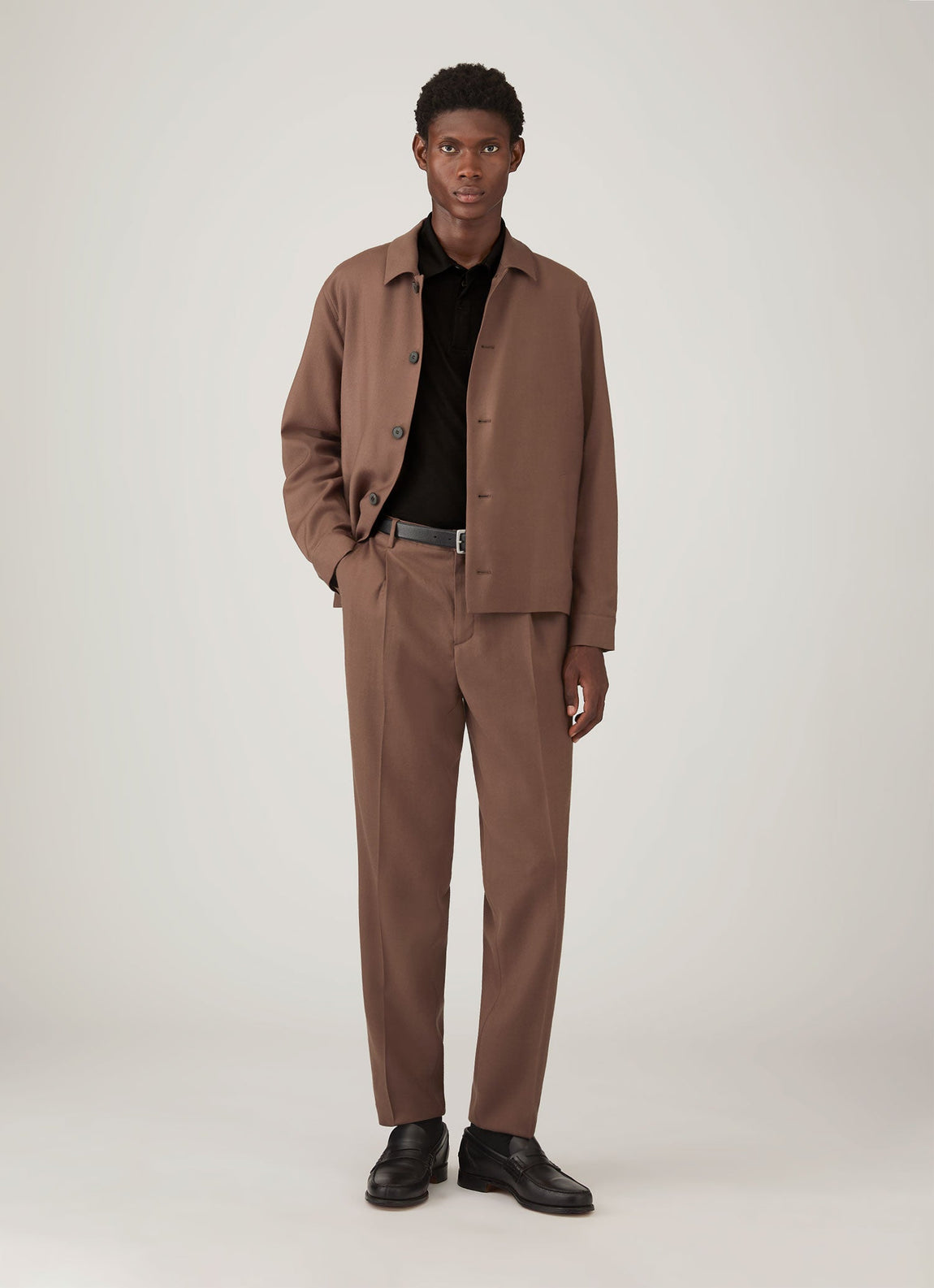 Men's Long Sleeve Ultra-Fine Merino Polo Shirt in Black