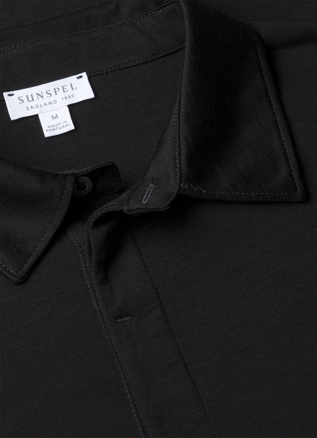 Men's Long Sleeve Ultra-Fine Merino Polo Shirt in Black