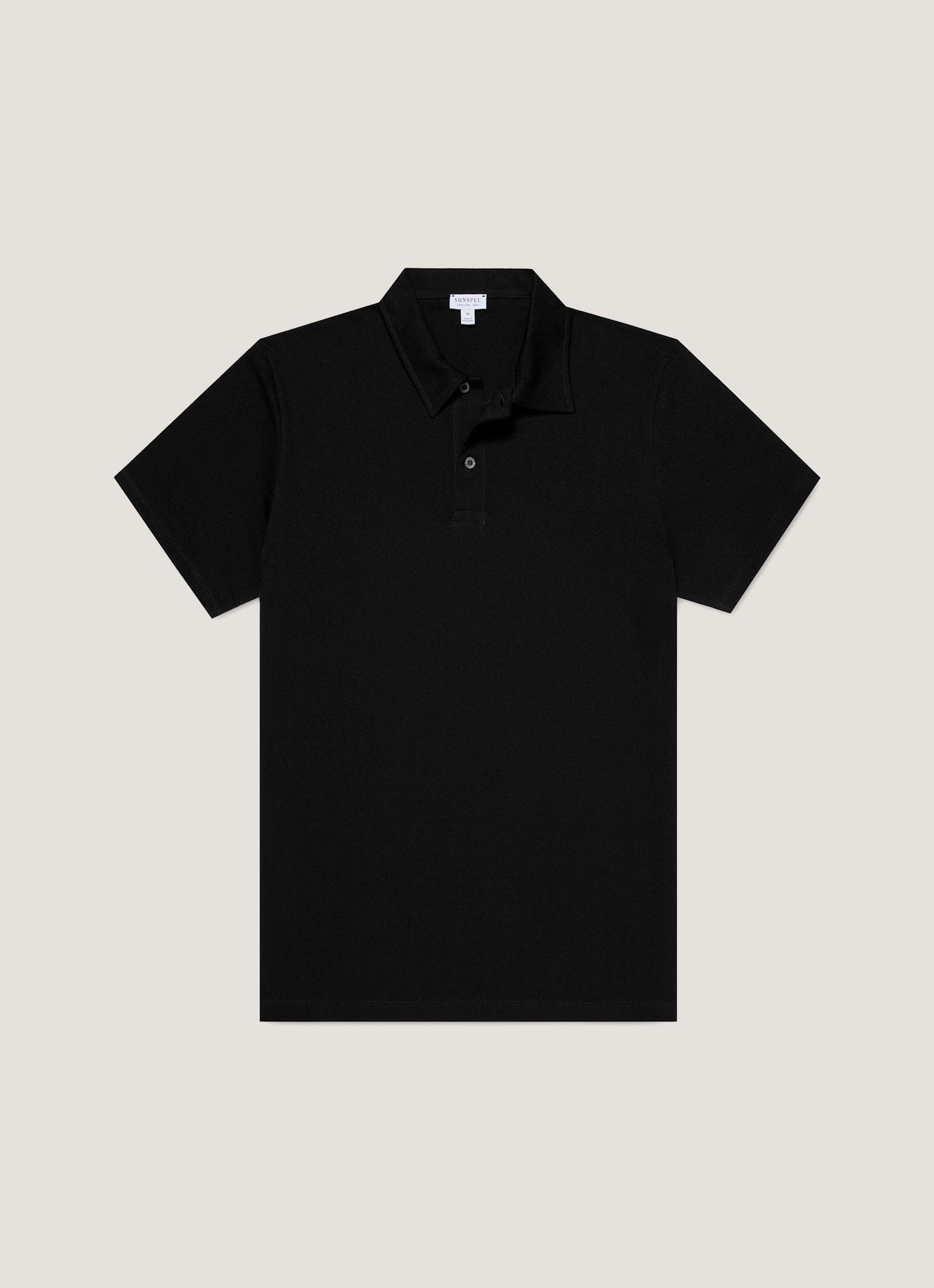 Men's Regular Fit Riviera Polo Shirt in Black | Sunspel