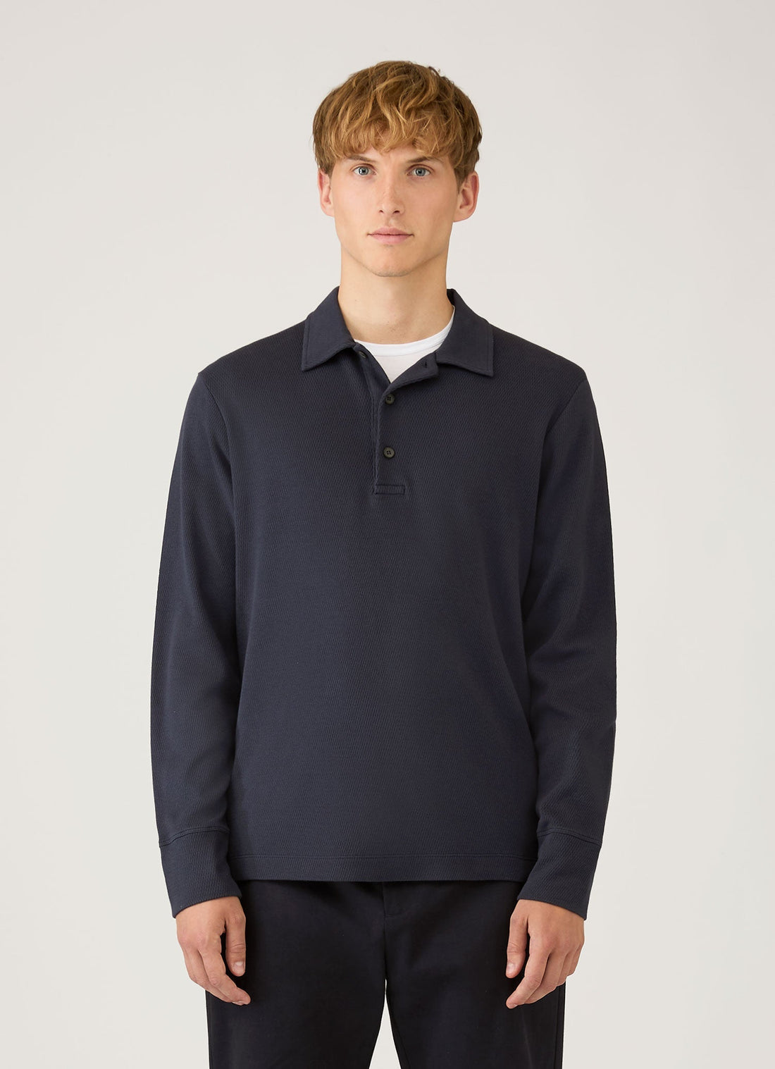 Men's Long Sleeve Cellulock Polo Shirt in Navy