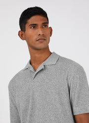 Men's Towelling Polo Shirt in Grey Melange
