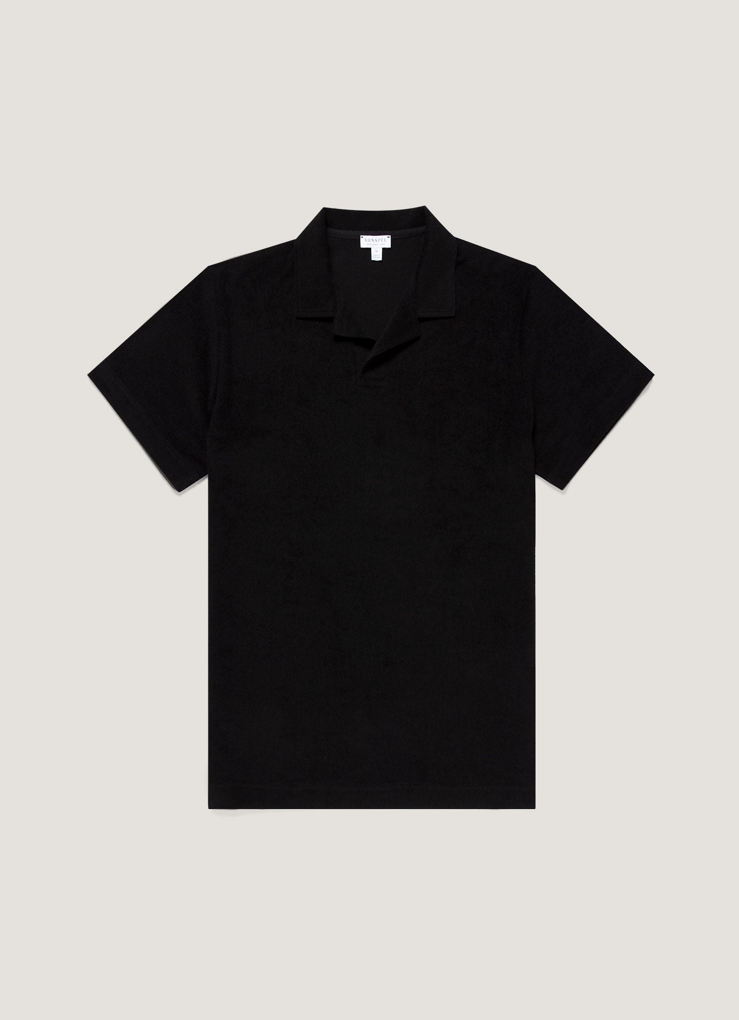 Men's Towelling Polo Shirt in Black | Sunspel Men's Towelling Polo Shirt in Black | Sunspel
