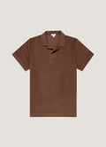 Men's Towelling Polo Shirt in Dark Walnut