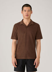Men's Towelling Polo Shirt in Dark Walnut