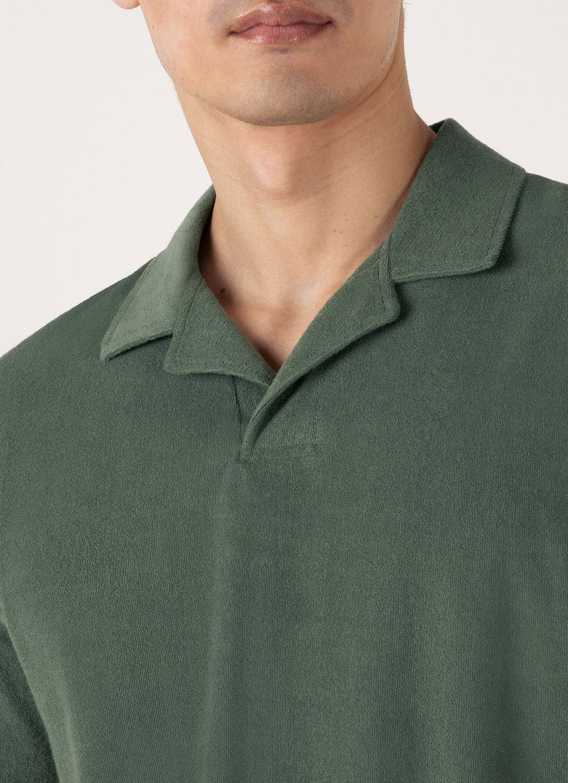 Men's Towelling Polo Shirt in Dusk Green