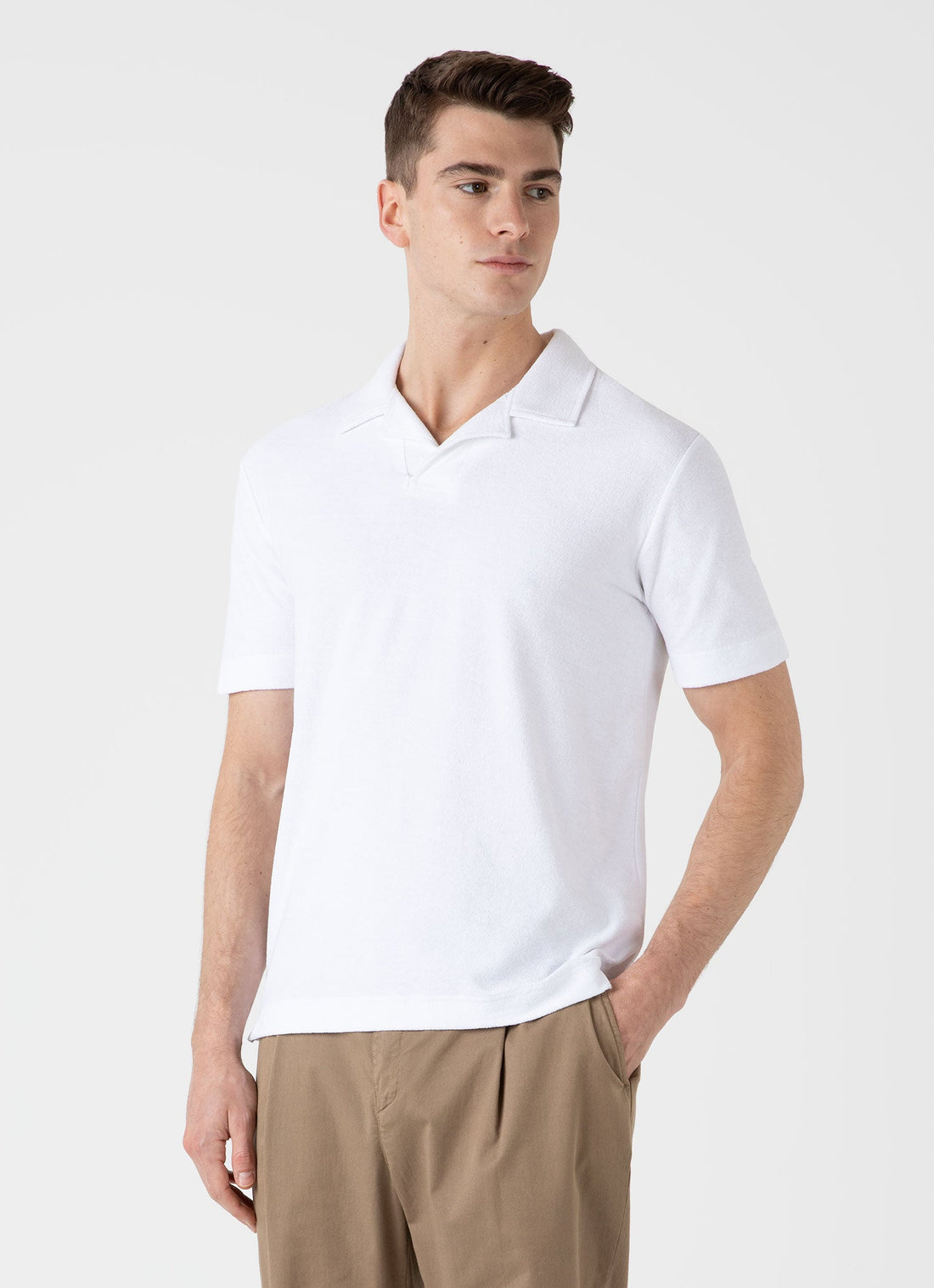 Men's Towelling Polo Shirt in White