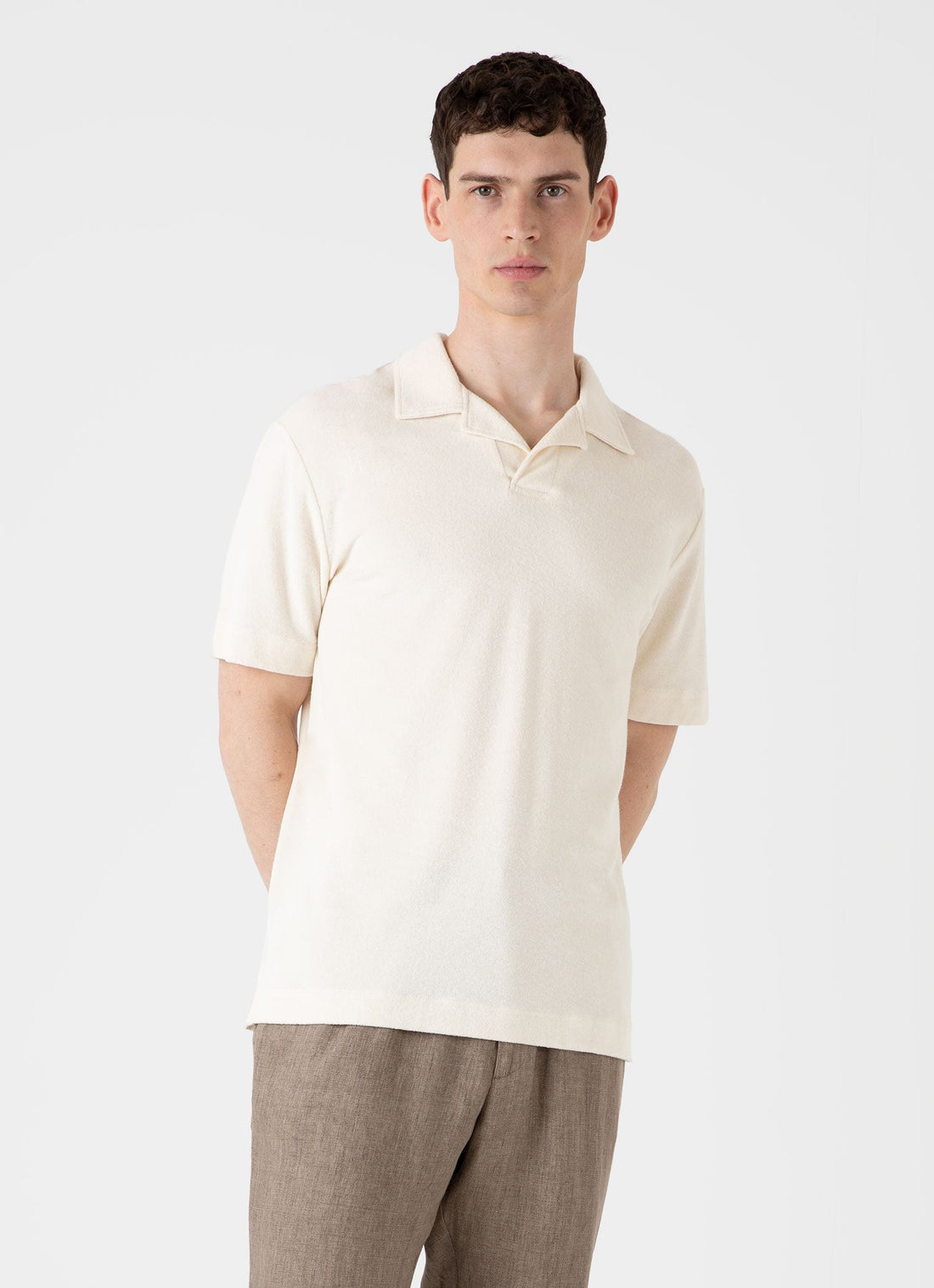 Men's Undyed Towelling Polo Shirt in Undyed