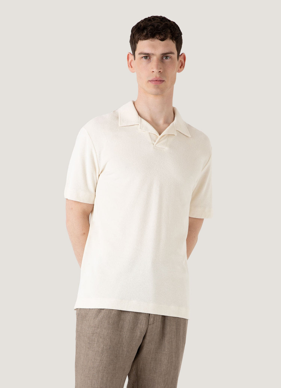 Men's Undyed Towelling Polo Shirt in Undyed