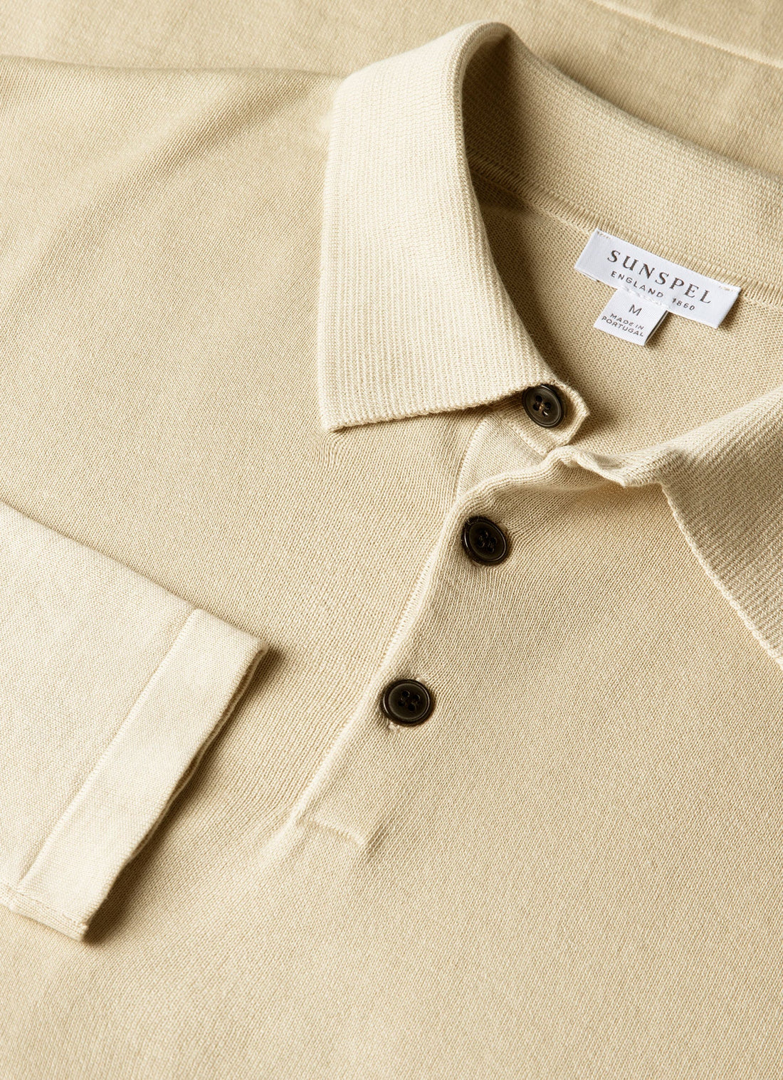 Men's Long Sleeve Sea Island Cotton Knit Polo Shirt in Hazelwood