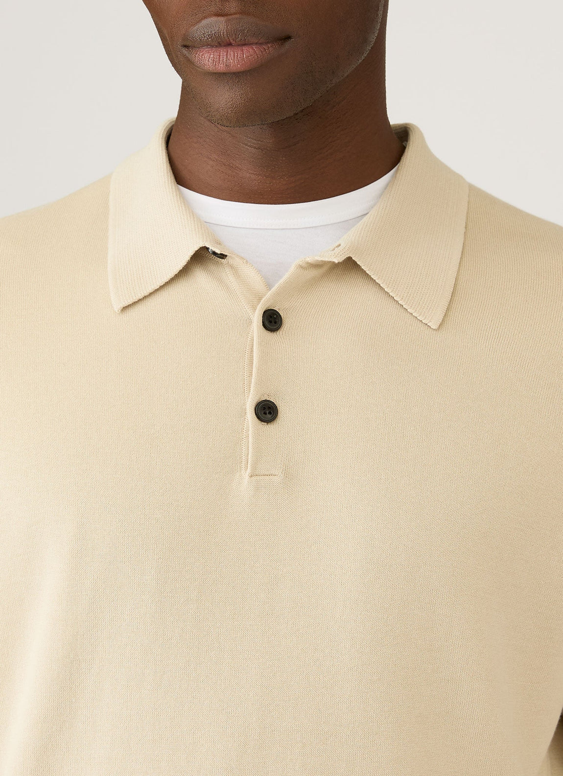 Men's Long Sleeve Sea Island Cotton Knit Polo Shirt in Hazelwood