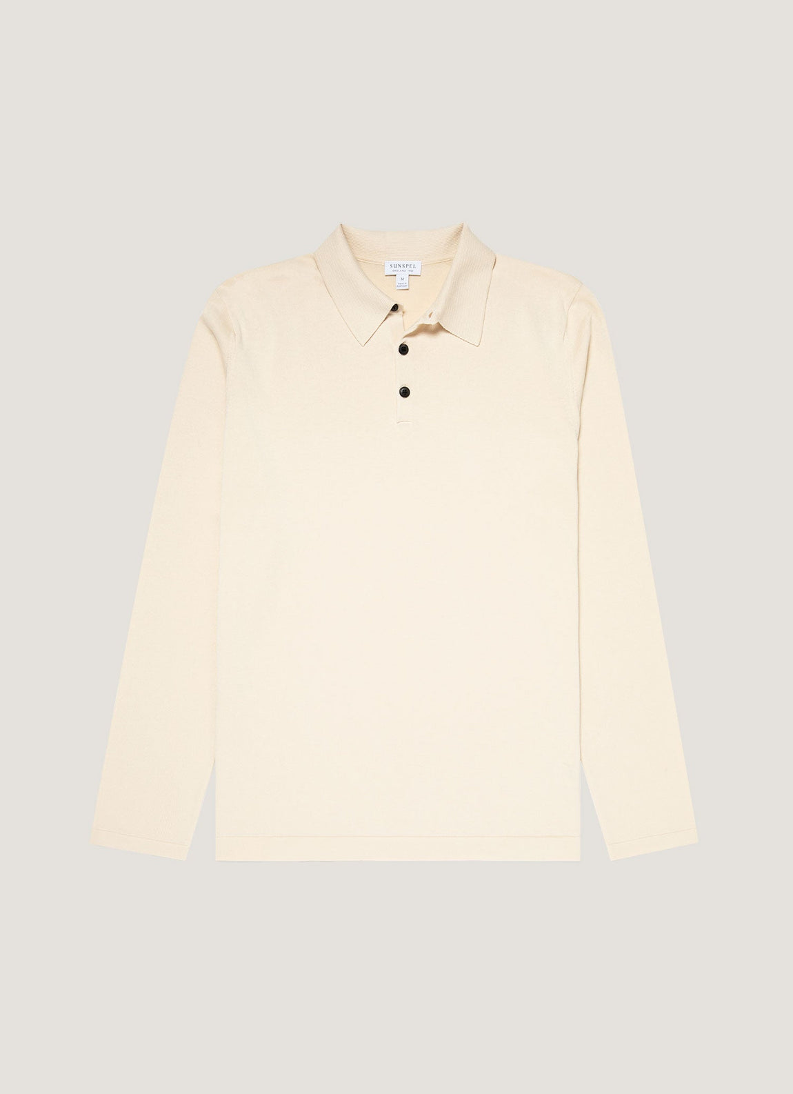 Men's Long Sleeve Sea Island Cotton Knit Polo Shirt in Undyed