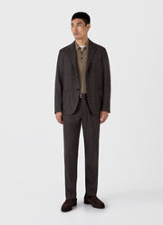 Men's Long Sleeve Sea Island Cotton Knit Polo Shirt in Dark Stone