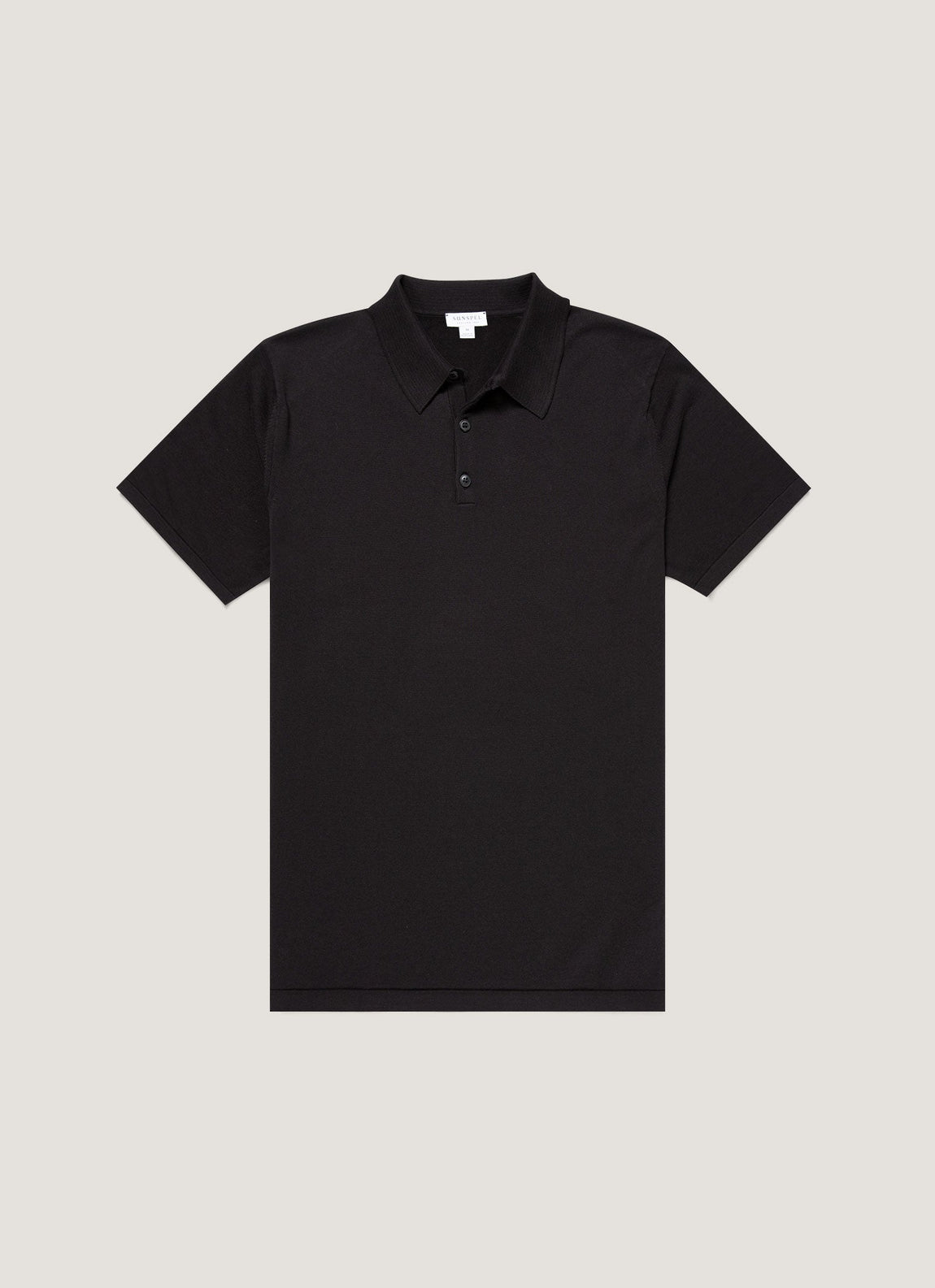 Men's Sea Island Cotton Knit Polo Shirt in Black