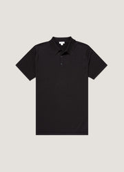 Men's Sea Island Cotton Knit Polo Shirt in Black