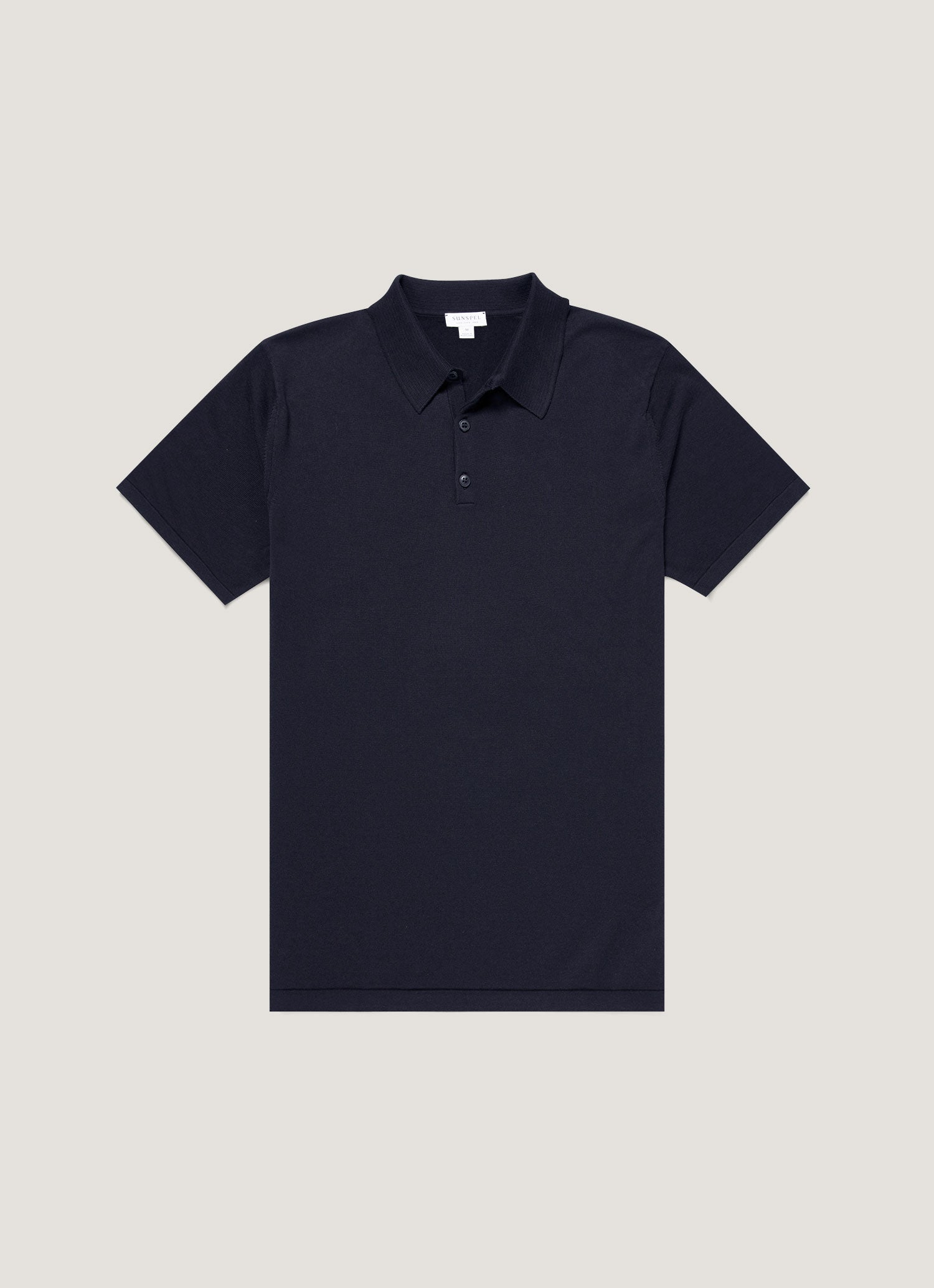 Men's Sea Island Cotton Knit Polo Shirt in Light Navy