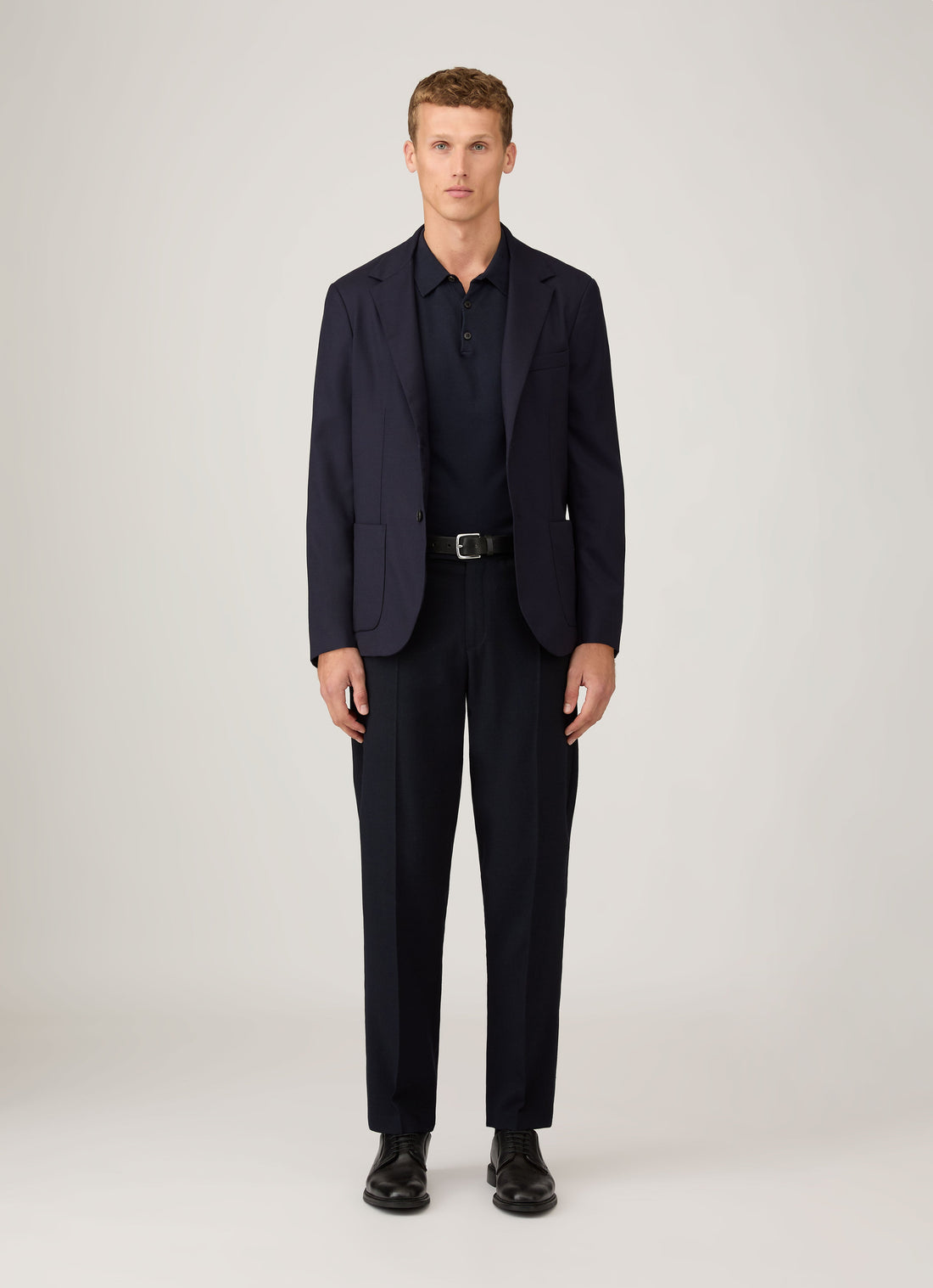 Men's Sea Island Cotton Knit Polo Shirt in Light Navy