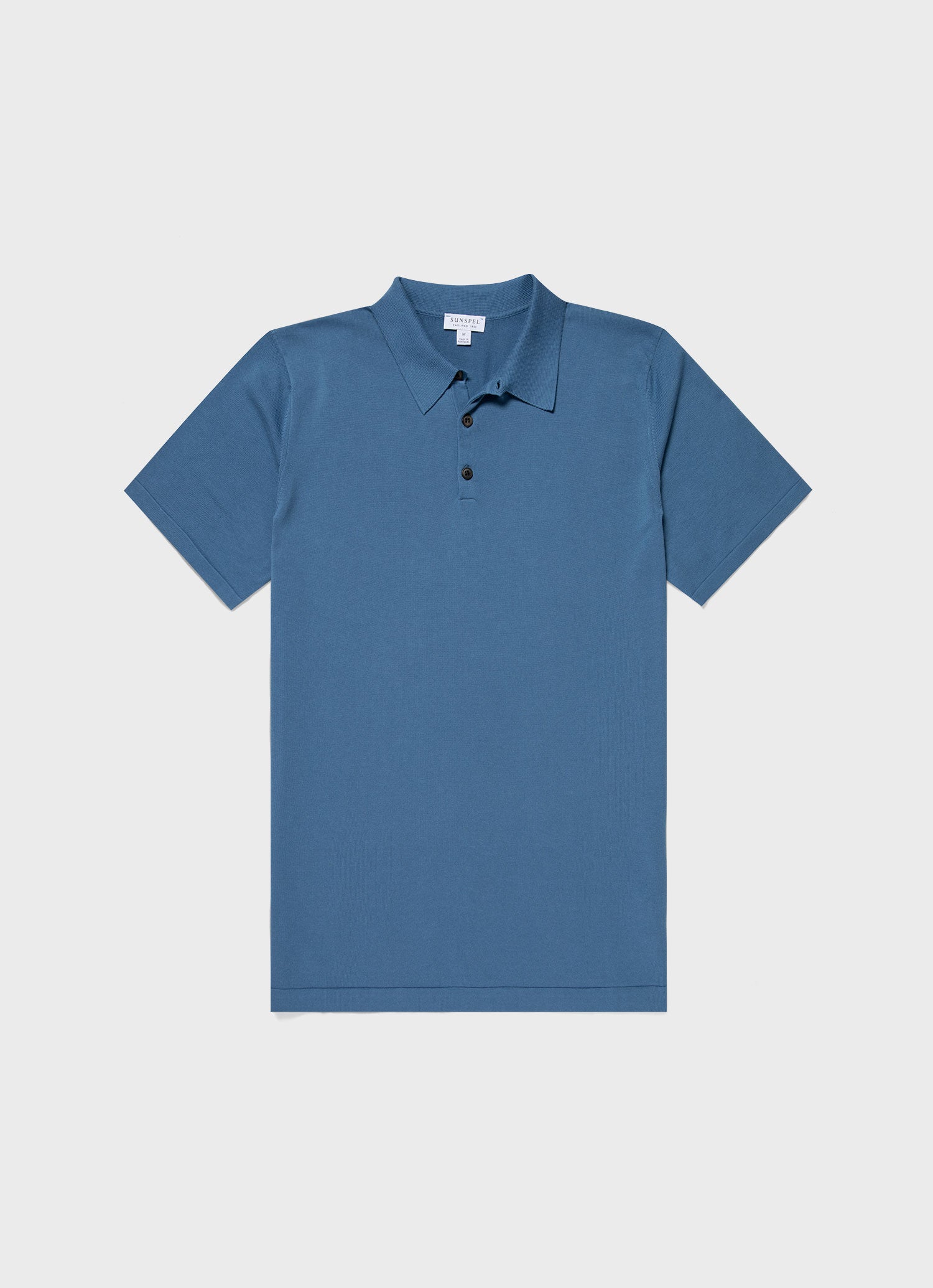Men's Sea Island Cotton Knit Polo Shirt in Bluestone