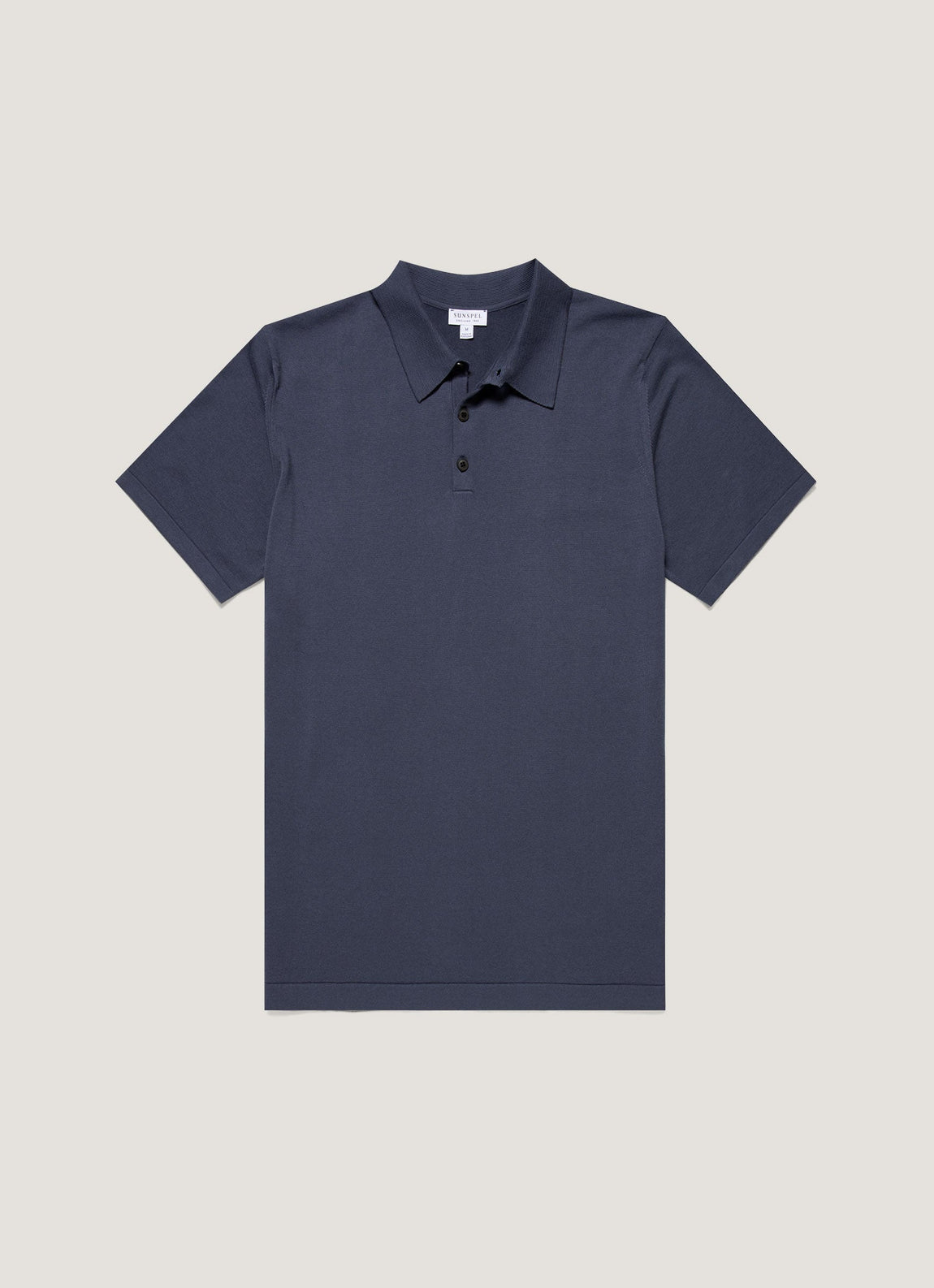 Men's Sea Island Cotton Knit Polo Shirt in Slate Blue