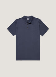 Men's Sea Island Cotton Knit Polo Shirt in Slate Blue