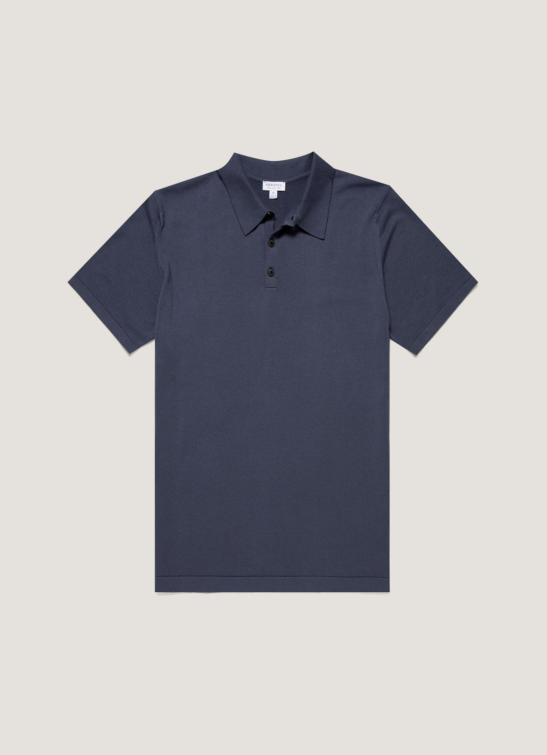 Men's Sea Island Cotton Knit Polo Shirt in Slate Blue