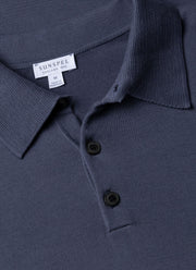 Men's Sea Island Cotton Knit Polo Shirt in Slate Blue