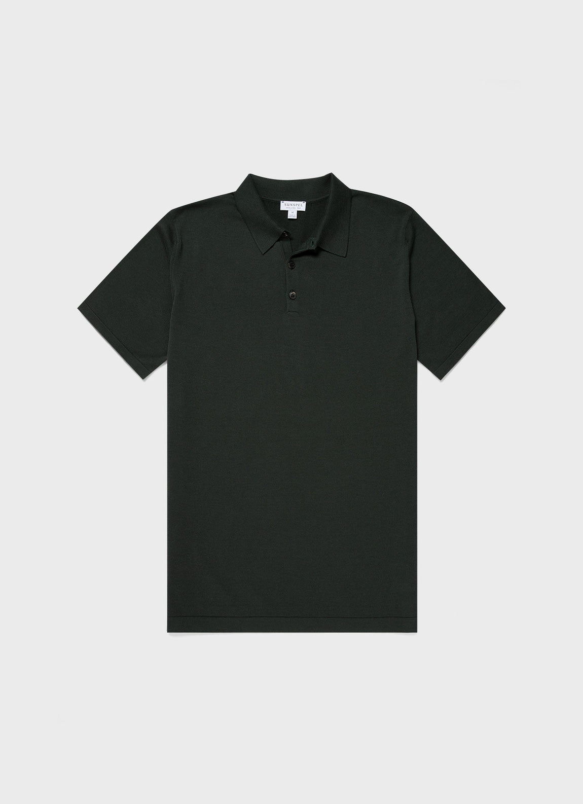 Men's Sea Island Cotton Knit Polo Shirt in Seaweed
