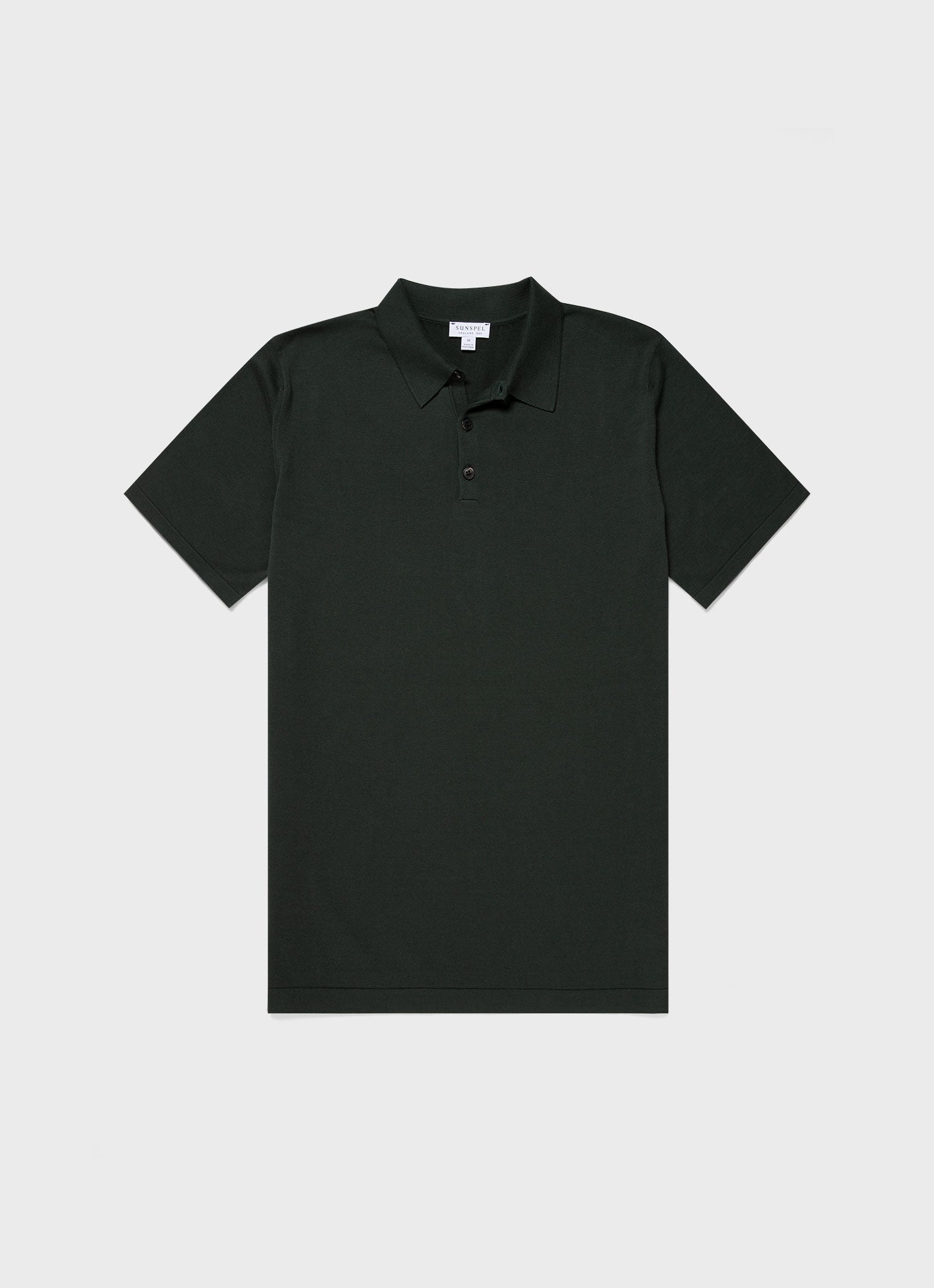 Men's Sea Island Cotton Knit Polo Shirt in Seaweed