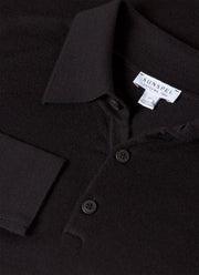 Men's Extra-Fine Merino Knitted Polo Shirt in Black
