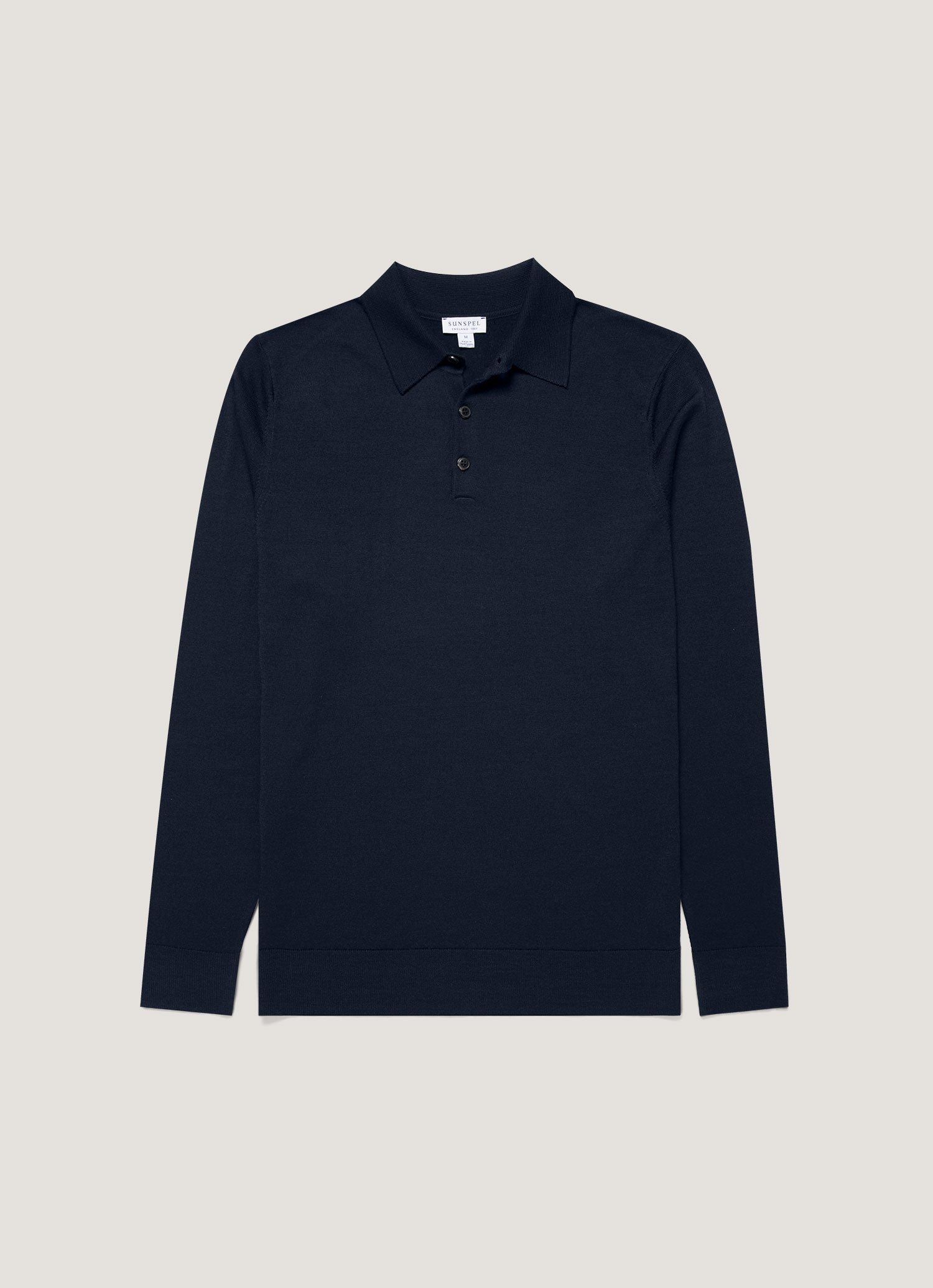 Men's Extra-Fine Merino Knitted Polo Shirt in Navy