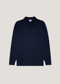 Men's Extra-Fine Merino Knitted Polo Shirt in Light Navy