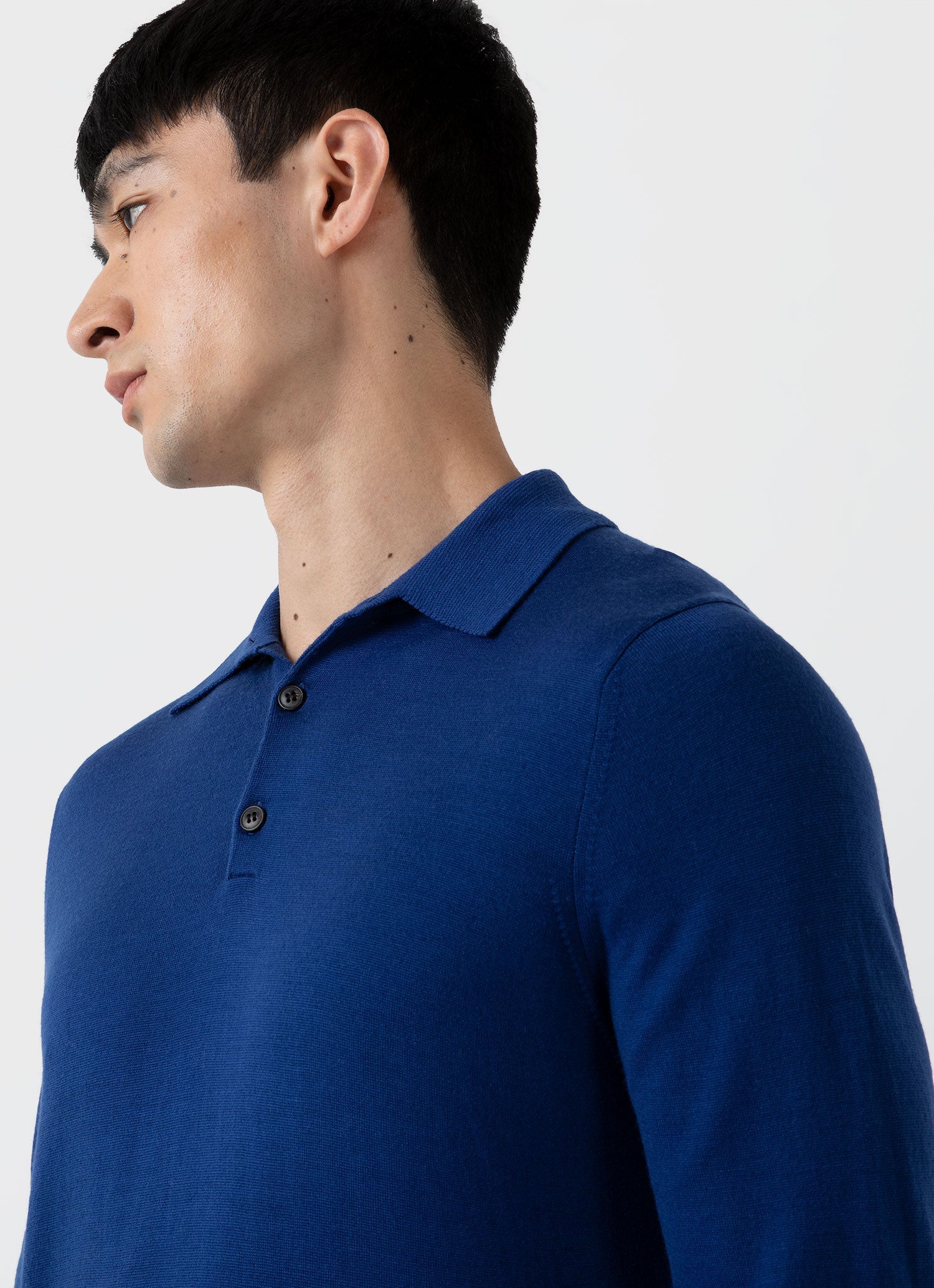 Men's Extra-Fine Merino Polo Shirt in Space Blue