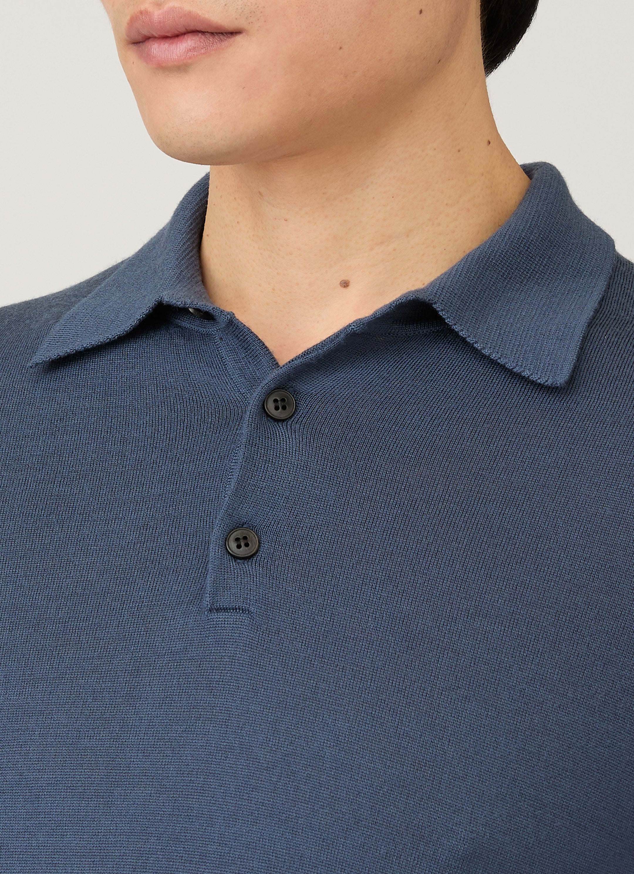 Men's Extra-Fine Merino Polo Shirt in Slate Blue