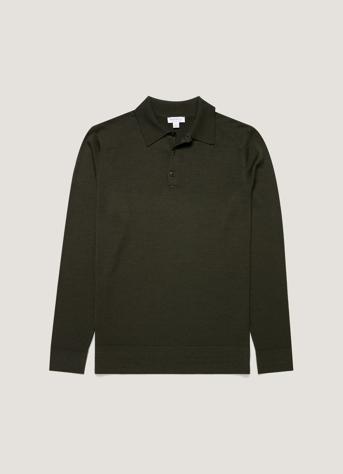 Men's Extra-Fine Merino Knitted Polo Shirt in Dark Green
