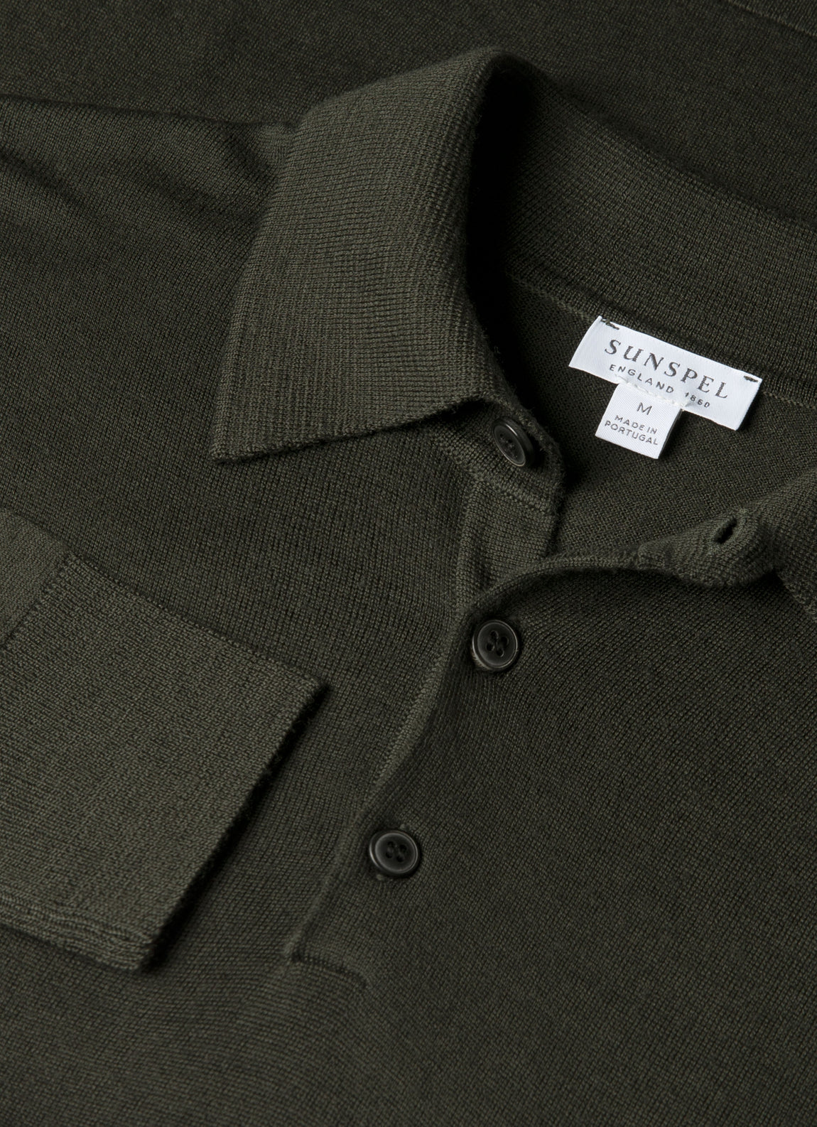 Men's Extra-Fine Merino Knitted Polo Shirt in Dark Green