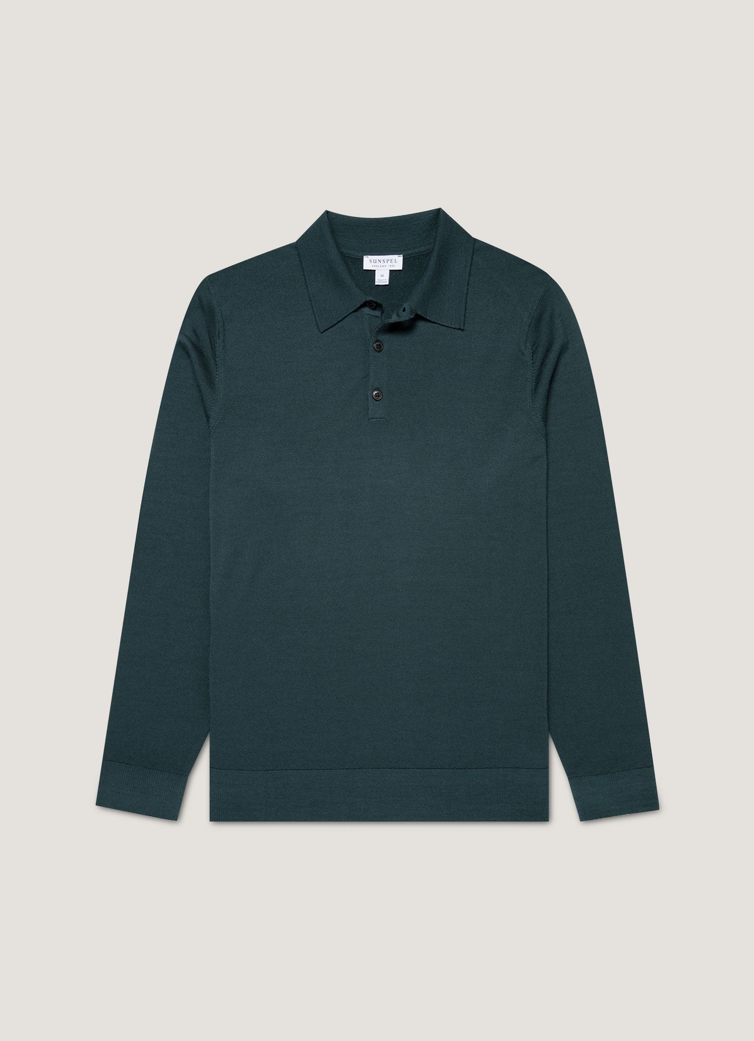 Men's Extra-Fine Merino Knitted Polo Shirt in Dark Petrol