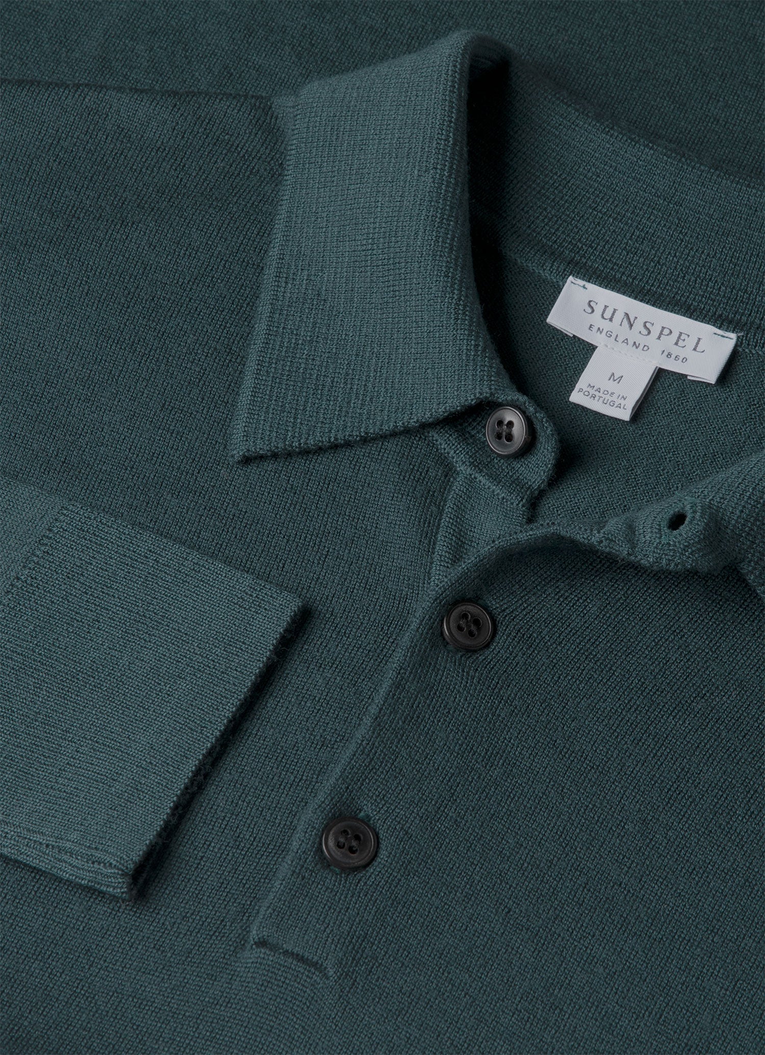 Men's Extra-Fine Merino Knitted Polo Shirt in Dark Petrol