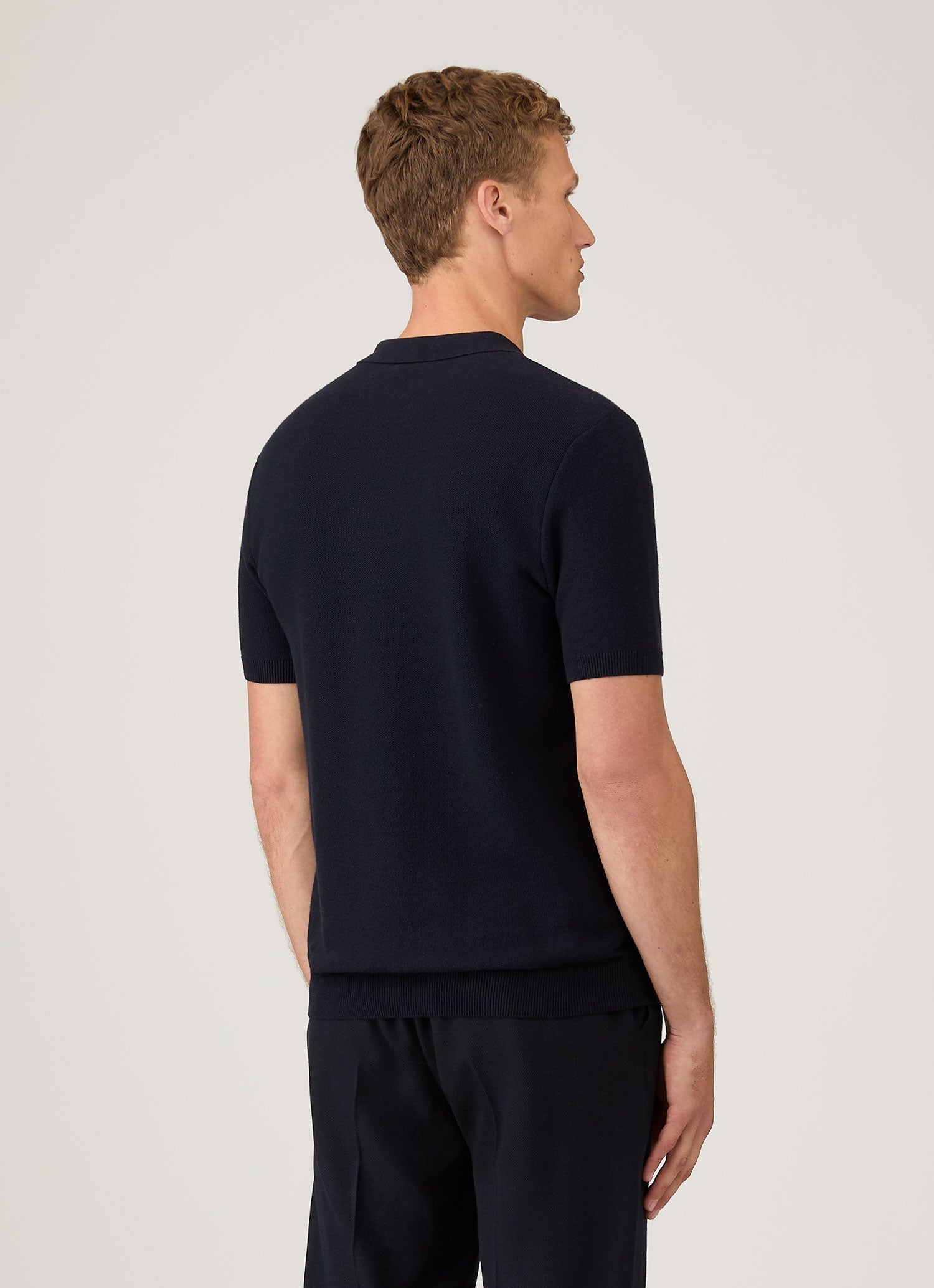Men's Cotton Knit Polo Shirt in Navy