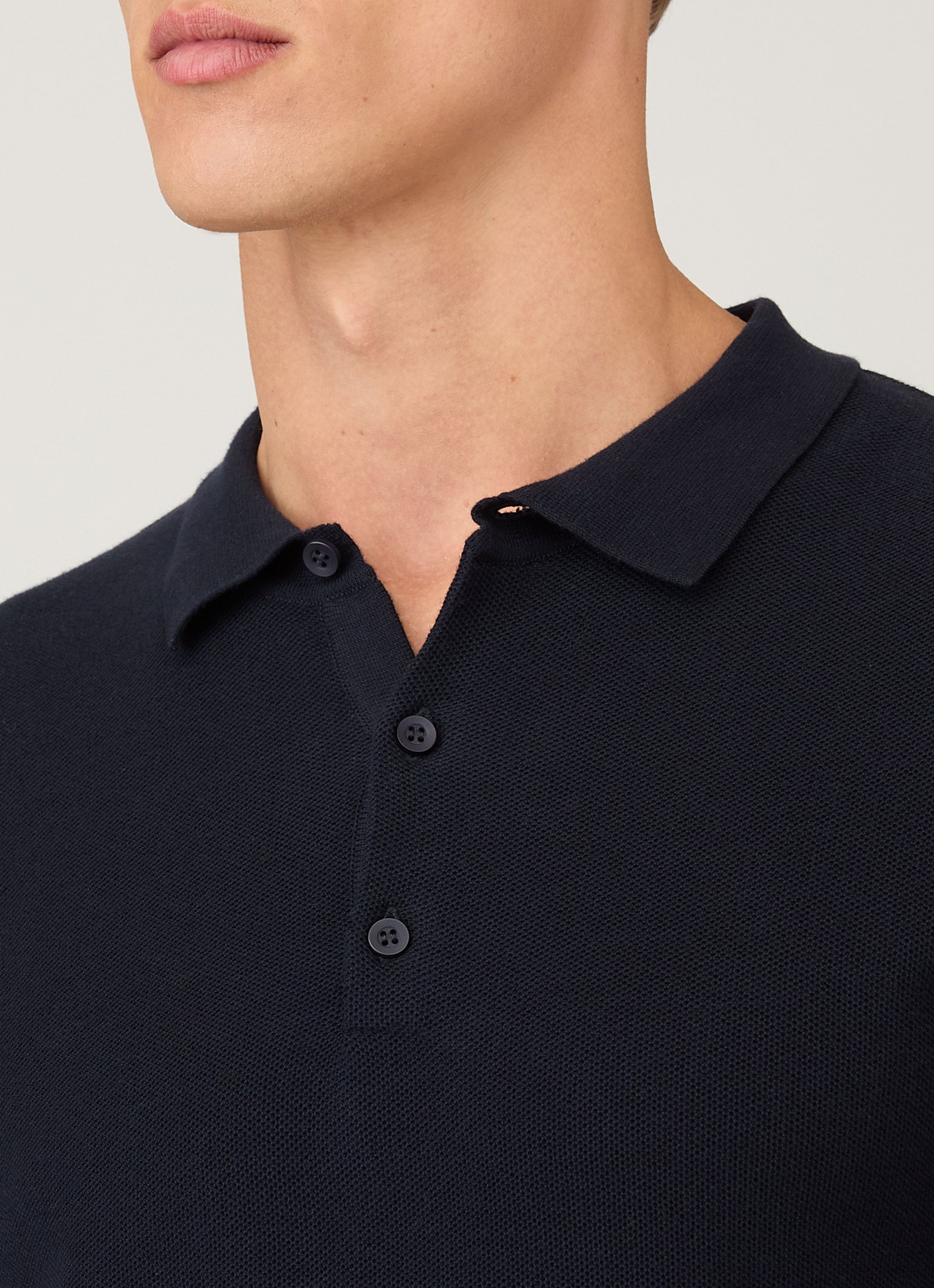 Men's Cotton Knit Polo Shirt in Navy
