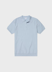 Men's Knit Polo Shirt in Pastel Blue