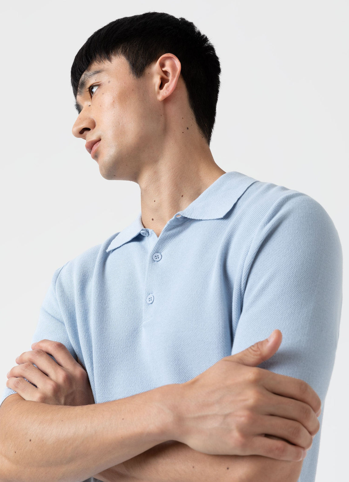 Men's Knit Polo Shirt in Pastel Blue