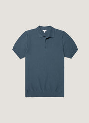 Men's Knit Polo Shirt in Slate Blue