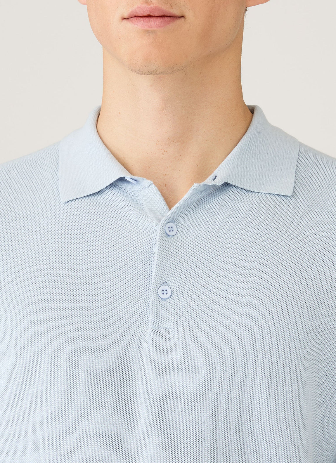 Men's Knit Polo Shirt in Pastel Blue
