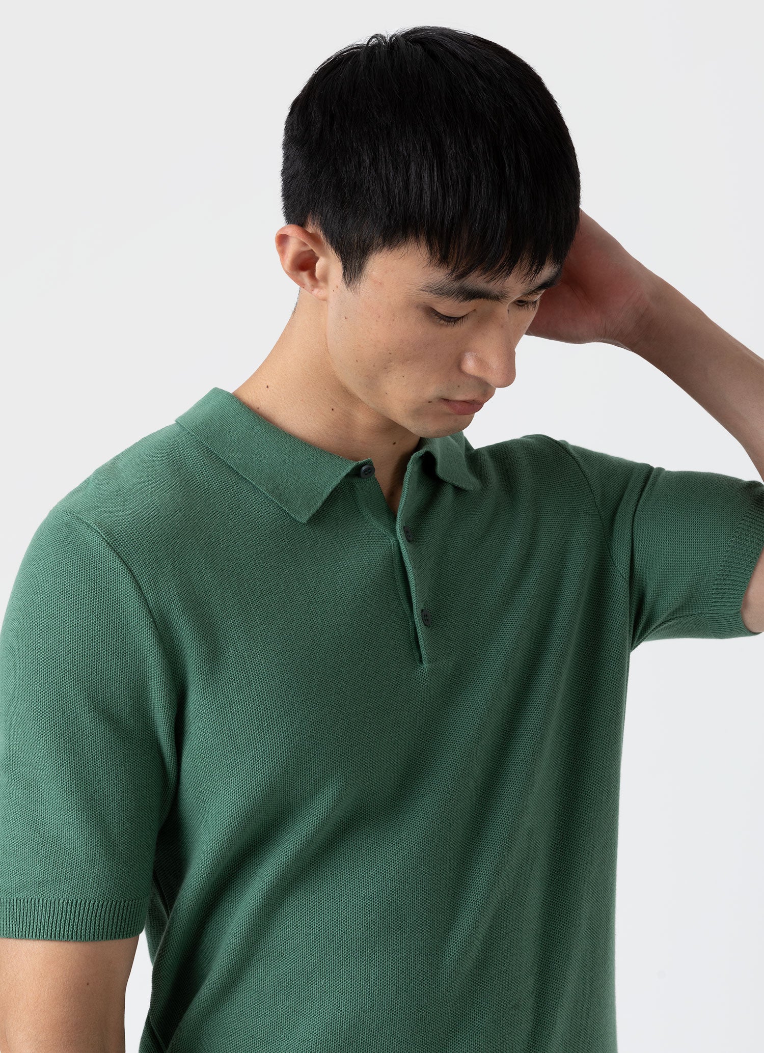 Men's Knit Polo Shirt in Thyme
