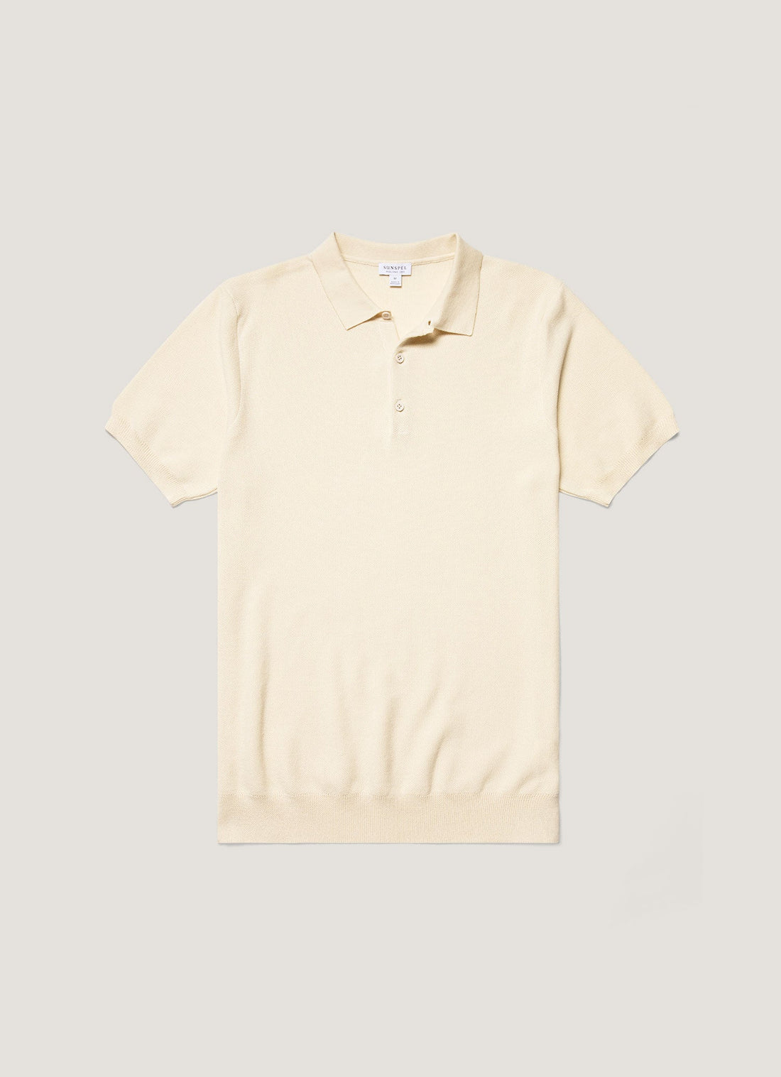 Men's Knit Polo Shirt in Ecru