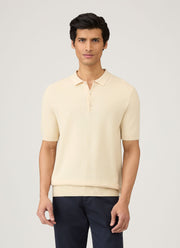 Men's Knit Polo Shirt in Ecru