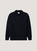 Men's Lambswool Knitted Polo Shirt in Dark Navy Mouline