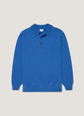 Men's Lambswool Knitted Polo Shirt in Cobalt